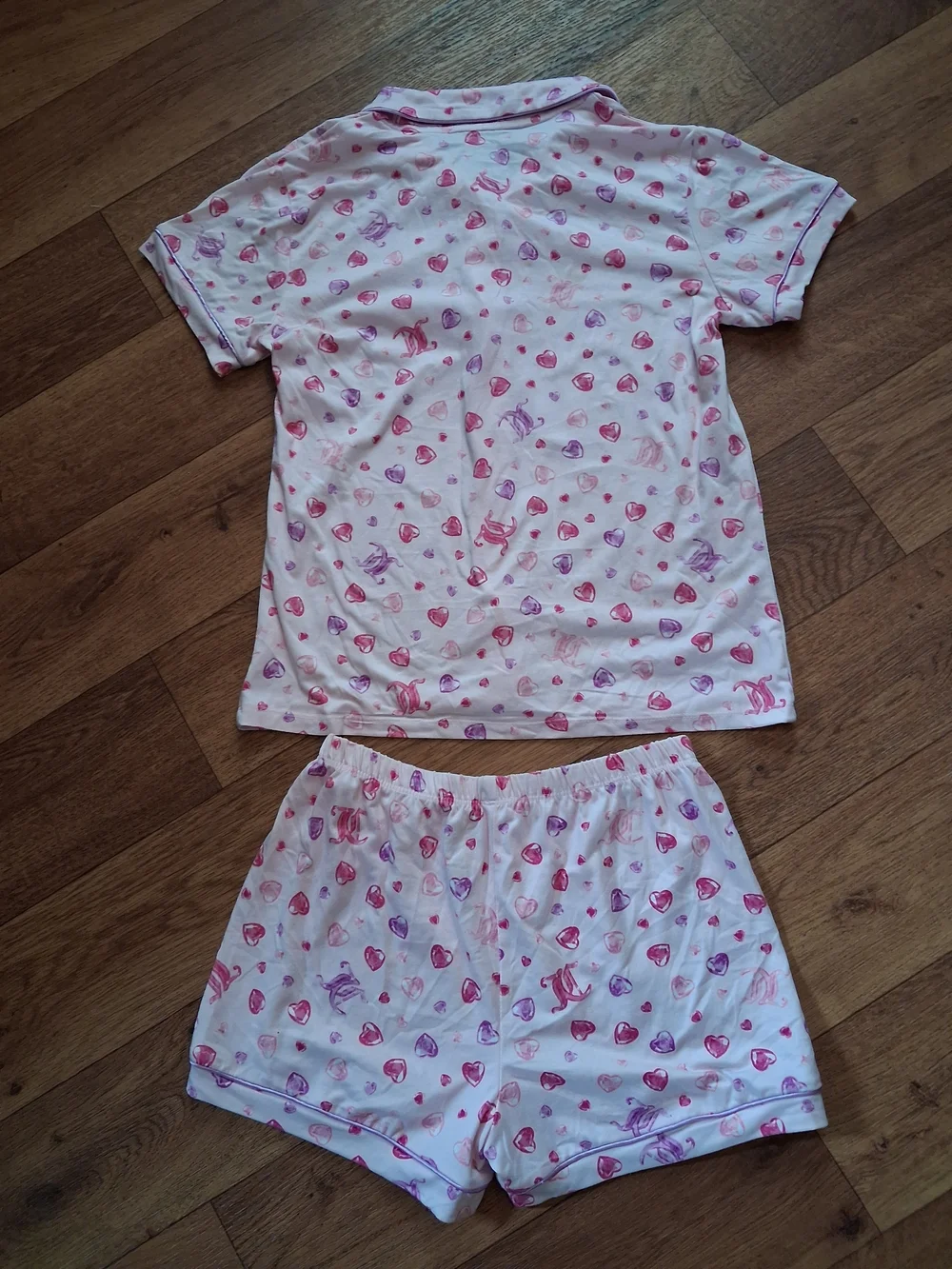 Juicy Couture Pink and White Heart Print Girls Pajama Set